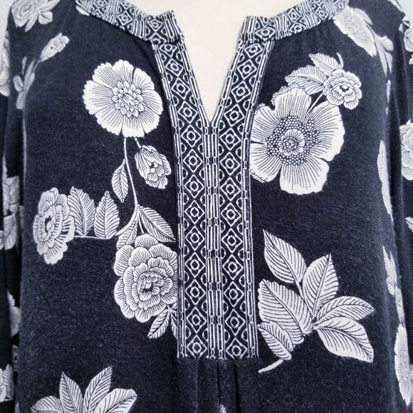 J. Jill gray white floral print casual dress MEDIUM petite - Picture 7 of 7